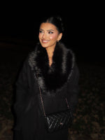 Manteau col fourrure noir