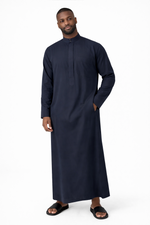 Qamis Saoudien avec Col Mao - Bleu