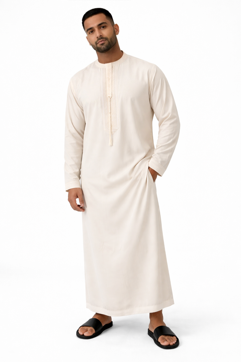 Qamis Emirati avec cravate - Beige