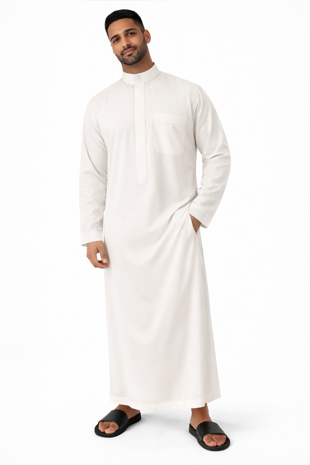 Qamis Saoudien avec Col Mao - Beige